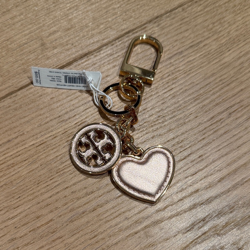Gold and Cream Heart Keychain